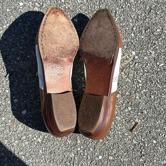 Connie Collection Merge Vintage Wingtip White Brown Leather Size 8 1/2B - Picture 9 of 10